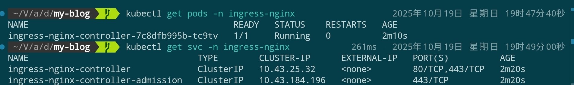 Nginx Ingress Controller 组件状态截图